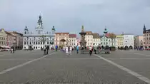 Česk� Budějovice, Hauptplatz Namesti Otakara mit barockem Rathaus (26.05.2019)