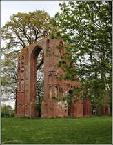 Greifswald. Teil der Klosterruine Eldena. Das 1199 gegrndete Kloster wurde im Dreiigjhrigen Krieg stark beschdigt und verfiel danach. 1828 begannen Ausgrabungs- und Sanierungsarbeiten. 08.06.2019