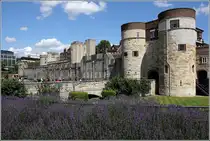 London. Die Westseite des Tower of London. Seine Baugeschichte reicht bis ins 11. Jahrhundert zur�ck. 06.06.2019