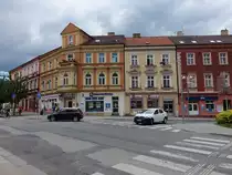 Tabor, historische H�user am Husova Namesti Platz (27.05.2019)