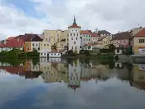 Jindrichuv Hradec, H�user am Schlo�see Hammersy Potok (28.05.2019)