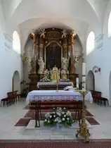 Velk� Pavlovice/ Gro� Pawlowitz, barocker Hochaltar in der Pfarrkirche Maria Himmelfahrt (31.05.2019)