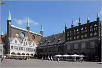 L�beck. Das historische Rathaus am Marktplatz der Hansestadt. 23.07.2019