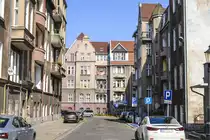 Architektur aus deutscher Zeit in der Nhe des Danziger Hauptbahnhofs (Gdańsk Głwny). Aufnahme: 14. August 2019.