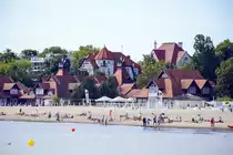 Blick auf Zoppot (Sopot) von der Seebrcke. Aufnahme: 15. August 2019.