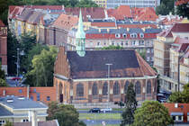 Die Sankt-Peter-und-Paul-Kirche (polnisch: Kościł św. Piotra i Pawła) in Stettin / Szczecin vom Turm der Jakobikirche (Katedra Świętego Jakuba) aus gesehen. Aufnahme: 10. August 2019.