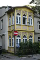 Ausschnitt eines Hauses an der Chopin-Strae in Zoppot / Sopot. Aufnahme: 11. August 2019.