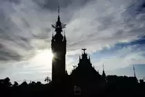 Der Turm des Danziger Hauptbahnhofs (Gdansk-Glwny) am Abend. Aufnahme: 13. August 1019.