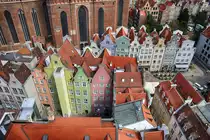 Danzig - Gd�nsk. H�user in der Jopengasse (polnisch: Piana Chlebnicka) vom Turm des Rechtst�dtischen Rathauses aus gesehen. Aufnahme: 12. August 2019.