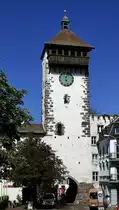 Rheinfelden AG, der Obertorturm stadteinw�rts gesehen, 1256 erbaut in Rahmen der Stadtbefestigung, Sept.2019