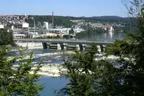 Rheinfelden AG, Blick auf das Wasserkraftwerk am Rhein, Sept.2019