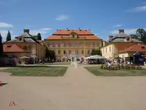 Krasny Dvur / Sch�nhof, Barockschloss Kr�sn� Dvůr mit Schlosskapelle St. Hubertus, erbaut von 1720 bis 1724 durch den Architekten Franz Maximilian Kaňka (06.07.2019)