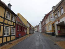 Rudkobing, historische Gebude in der Brogade Strae (22.07.2019)