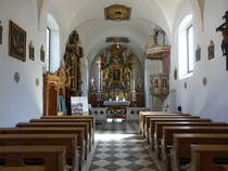 Seis am Schlern, barocker Altar und Kanzel in der Maria Hilf Kirche (14.09.2019)