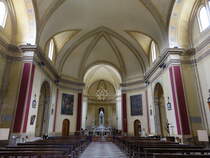 Miane, Innenraum der Erzpriesterkirche mit Gemlde von Dall'Oglio, erbaut 1878 (17.09.2019)