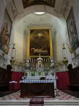 Possagno, Hochaltar mit Gem�lde von Antonio Canova in der Pfarrkirche Tempio Canoviano (17.09.2019)