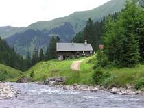 Alpe Breitengehren hinter Eindsbach im Rappenalptal (Oberstdorf, Landkreis Oberallgu - Juli 2005)