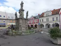 Sobotka, Mariens�ule am Hauptplatz Namesti Miru (28.09.2019)
