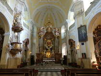 Frydek-Mistek, barocker Innenraum der Wallfahrtskirche Maria Hilf, Hochaltar von Andreas Schweig (31.08.2019)