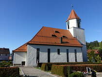 Truchtelfingen, Ev. Kirche St. Gallus, erbaut bis 1732 mit gotischem Turm (21.05.2017)