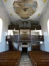 Schraudenbach, Orgelempore und Deckenfresken in der Pfarrkirche St. Jakobus (27.05.2017)
