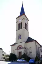 Oberrotweil, die katholische Pfarrkirche St.Johannes Baptist, 1835-38 vom Weinbrenner-Sch�ler Hans Voss erbaut, M�rz 2020
