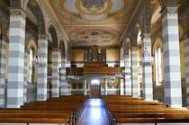 Oberrotweil, Blick zur Orgelempore in der Kirche St.Johannes Baptist, Mrz 2020