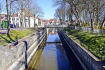 An der Bootfahrt in der nordfriesischen Kleinstadt Tnning. Aufnahme: 31. Mrz 2020.
