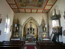 Kronungen, neugotischer Innenraum der St. Laurentius Kirche, erbaut von 1866 bis 1867 (28.05.2017)