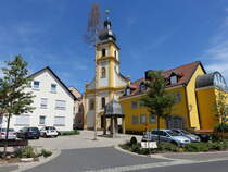 Unterspiesheim, katholische Pfarrkirche St. Sebastian, erbaut von 1786 bis 1790 (28.05.2017)