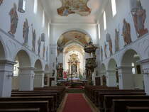 Mnster, barocker Innenraum der St. Tiburtius Kirche, Fresken von Johann Adam Schpf aus dem Jahr 1738 (02.06.2017)