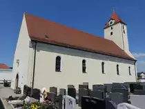 Tegernheim, katholische Pfarrkirche Maria Verk�ndigung, Chorturmkirche, Chor 12. Jahrhundert, Langhaus erbaut bis 1739 (02.06.2017)