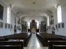 Bruck, Innenraum der katholische Pfarrkirche Sankt �gidius , flachgedeckte Saalkirche, erbaut von 1632 bis 1669 (03.06.2017)