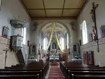 Wildeppenried, Innenraum der St. Bartholom�us Kirche, erbaut von 1872 bis 1875 (04.06.2017)