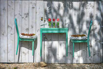 Wanddekoration an der Strandhalle in Arnis an der Schlei. Aufnahme: 11. Mai 2020.