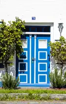 Haust�r - Lange Stra�e 78 in Arnis an der Schlei, die kleinste Stadt Deutschlands. Aufnahme: 11. Mai 2020.