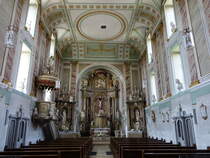 Zellingen, klassizistischer Innenraum der Pfarrkirche St. Georg (15.08.2017)