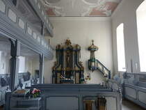 Mainstockheim, Innenraum der ev. luth. Pfarrkirche St. Jakob, erbaut im 16. Jahrhundert (27.08.2017)