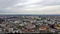 Blick auf die Stadt Leipzig in s�d�stlicher Richtung. Auf der linken Bildh�lfte gibt sich im Hintergrund das V�lkerschlachtdenkmal leicht zu erkennen.
Aufgenommen von der Aussichtsplattform des City-Hochhauses Leipzig.
[22.12.2019 | 11:36 Uhr]