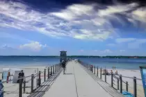 Die Seebrcke vor dem Glcksburger Stadtteil Sandwig. Aufnahme: 4. Juni 2020.