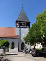 Mnsheim, Ev. Pfarrkirche St. Nikolaus, erbaut im 14. Jahrhundert (01.07.2018)