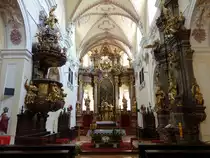 Litomerice / Leitmeritz, Kanzel und Alt�re im Chor der St. Jakob Kirche (27.06.2020)
