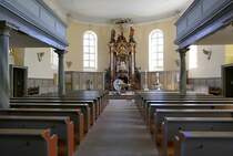 Willsttt, Blick zum Altar in der evangelischen Kirche, Mai 2020