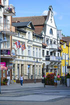 Ulica Staromiejska (bis 1945 Stolper Strae) in Lębork (Lauenburg in Pommern). 
Aufnahme: 19. August 2020.