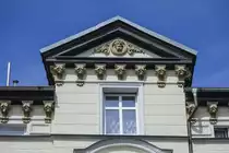 Detailaufnahme vom Haus an der Ulica Staromiejska (bis 1945 Stolper Stra�e) in Lębork (Lauenburg in Pommern). Aufnahme: 19. August 2020.
