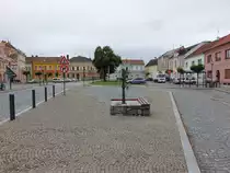 Uhersky Ostroh / Ungarisch Ostrau, Geb�ude am Hauptplatz Namesti St. Ondreje (04.08.2020)
