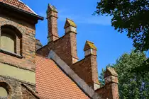 Detailaufnahme von der St.-Jakobi-Kirche in Lębork (Lauenburg in Pommern). Aufnahme: 19. August 2020.