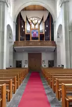 Todtnau, Blick zur Orgelempore in der Kirche St.Johannes der T�ufer, Juli 2020