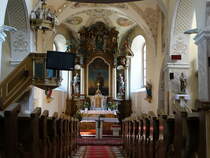 Hontianske Nemce / Nemtze, Hochaltar in der kath. Pfarrkirche St. Martin (29.08.2020)