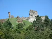 Sedliska, Burgruine Cicava �ber dem Fluss Ondava, erbaut im 14. Jahrhundert (31.08.2020)